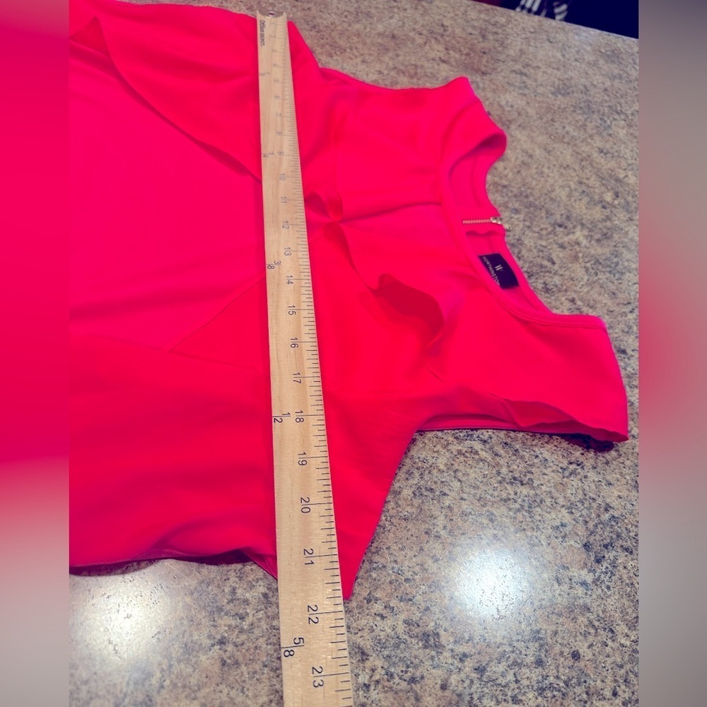 Worthington Sleeveless Top Hot Pink Ruffle Front Back Zipper Womens Size XL - Picture 9 of 10